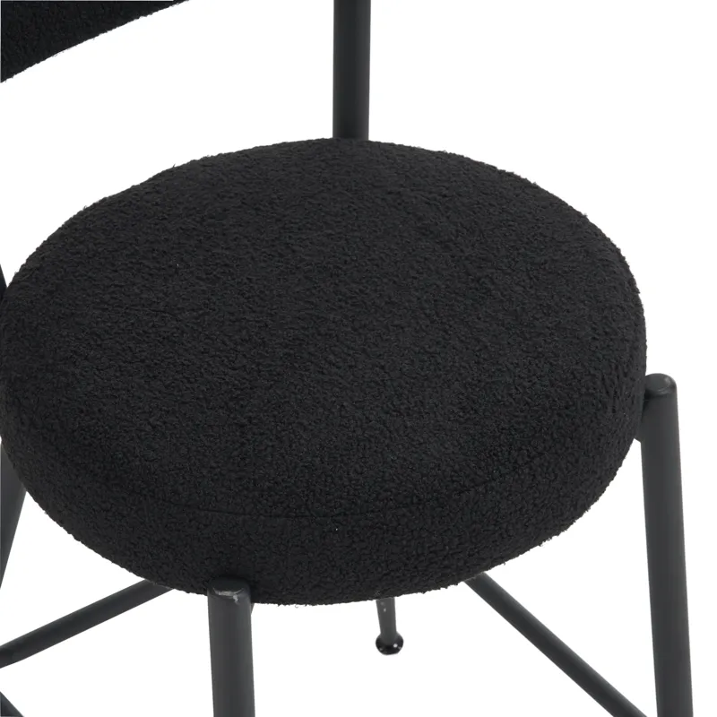 Modern Teddy Fabric Upholstered Bar Stools (Set of 2)- Black