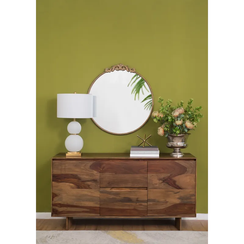 Round Wall Mounted Mirror With Metal Frame For Bathroom Living Room - Gold