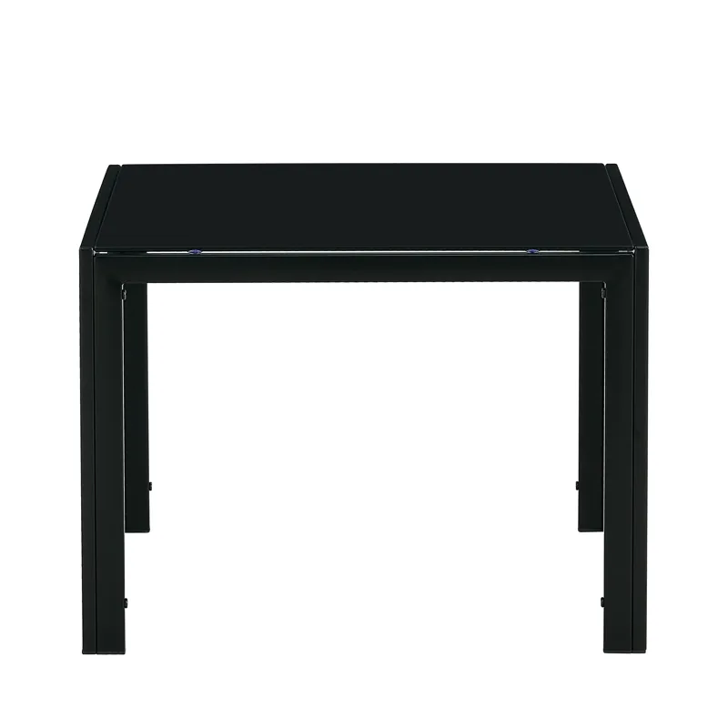 Coffee Table (Set of 2), Square Modern Table With Tempered Glass Finish For Living Room - Black