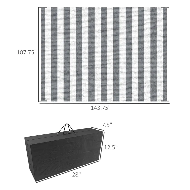 Outsunny - Reversible Outdoor Rug, 9\' x 12\' Waterproof Plastic Straw Floor Mat, Portable Rv Campin