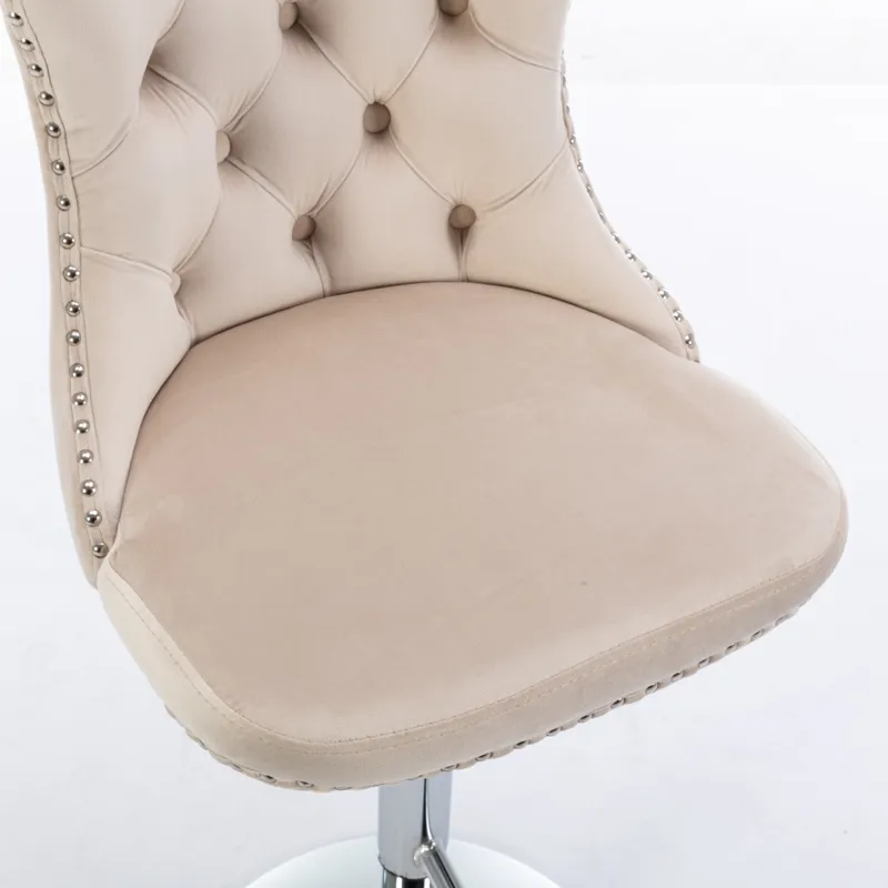 Swivel Velvet Barstools Adjusatble Seat Height From 25-33\", Modern Upholstered Chrome Base Bar Stoo