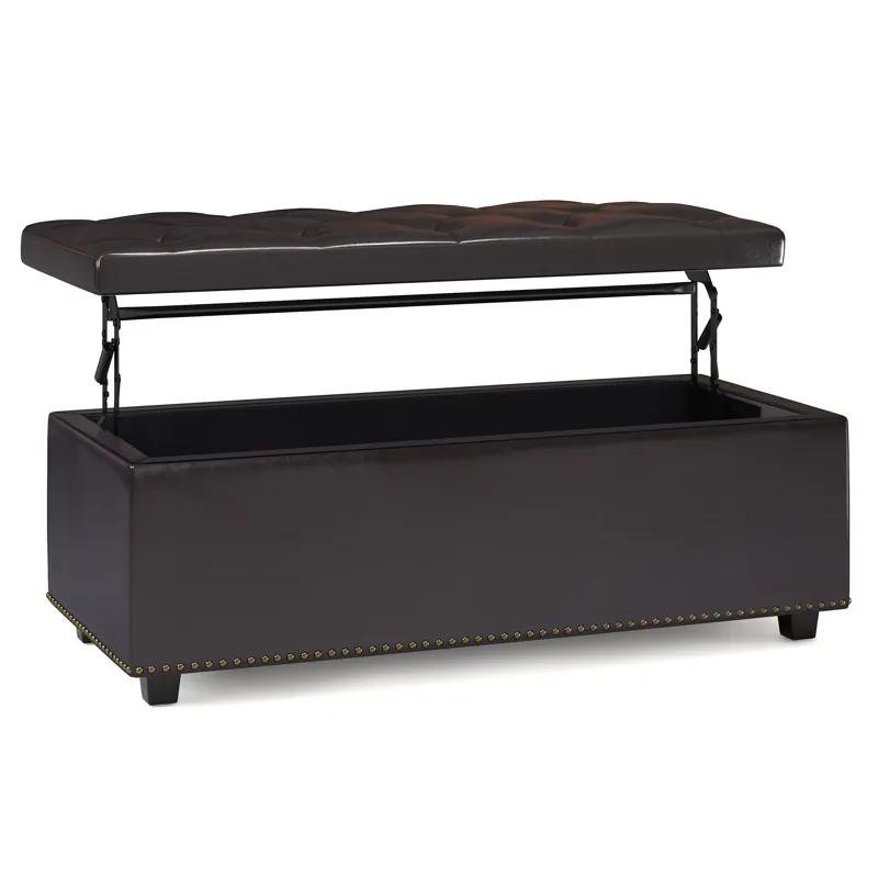 Hamilton - Lift Top Rectangular Storage Ottoman - Tanners Brown