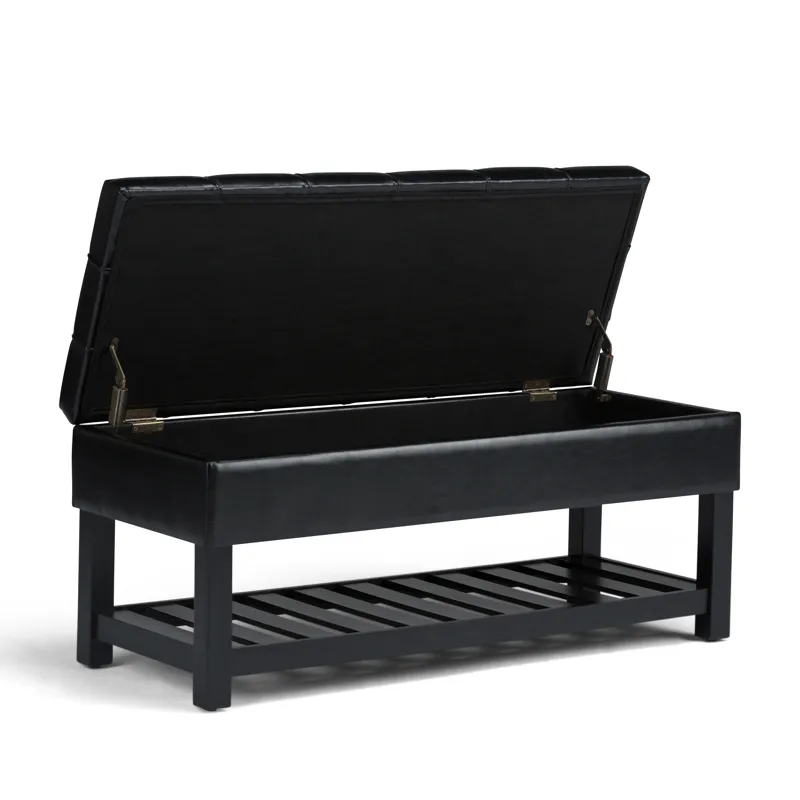 Saxon - Storage Ottoman Bench - Midnight Black