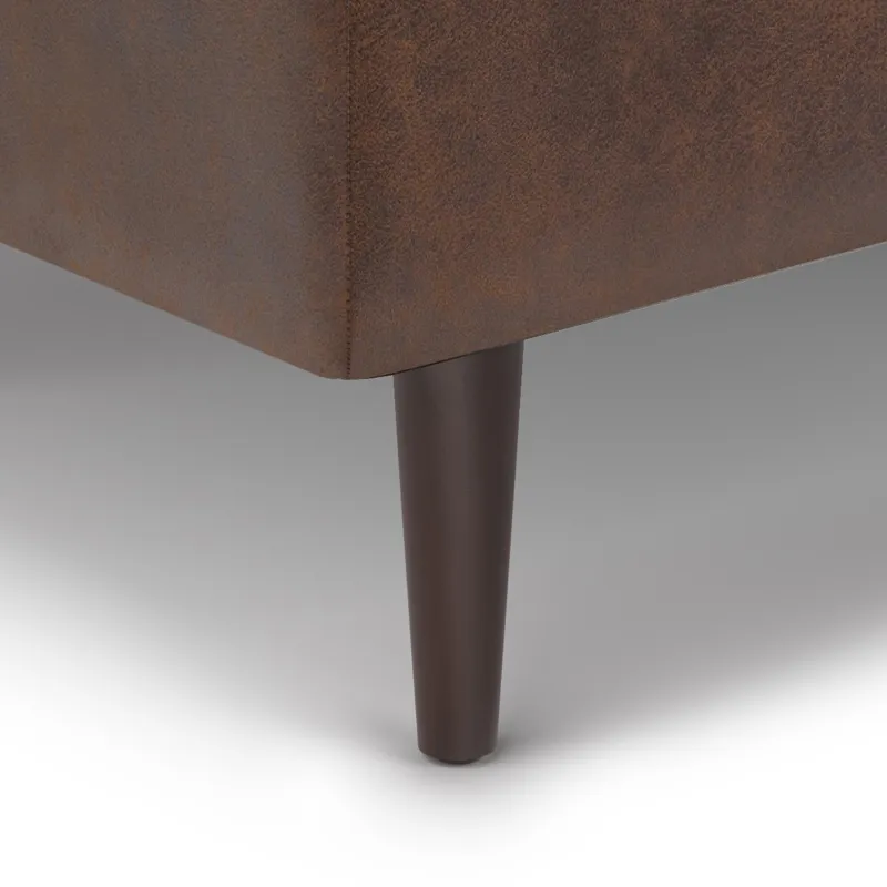Shay - Mid Century Small Coffee Table Storage Ottoman - Distressed Chestnut Brown