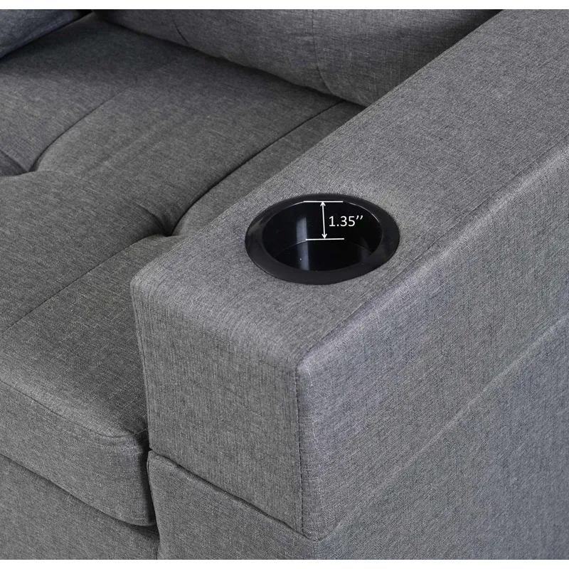 Sectional Sofa Set For Living Room With L Shape Chaise Lounge, Cup Holder And Left Or Right Hand Cha