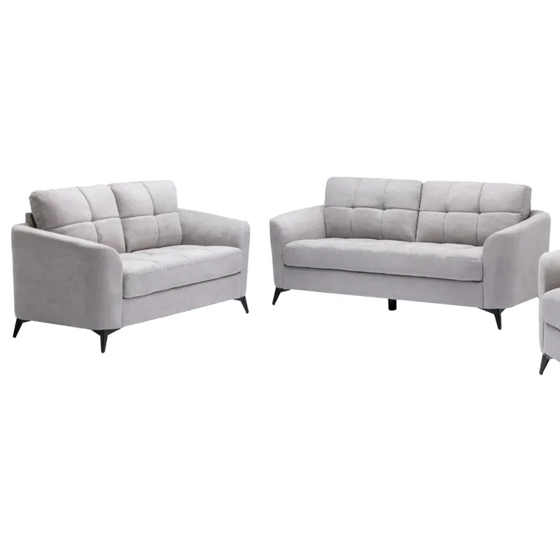 Callie - Woven Living Room Fabric Sofa, Loveseat (Set of 2) - Light Gray
