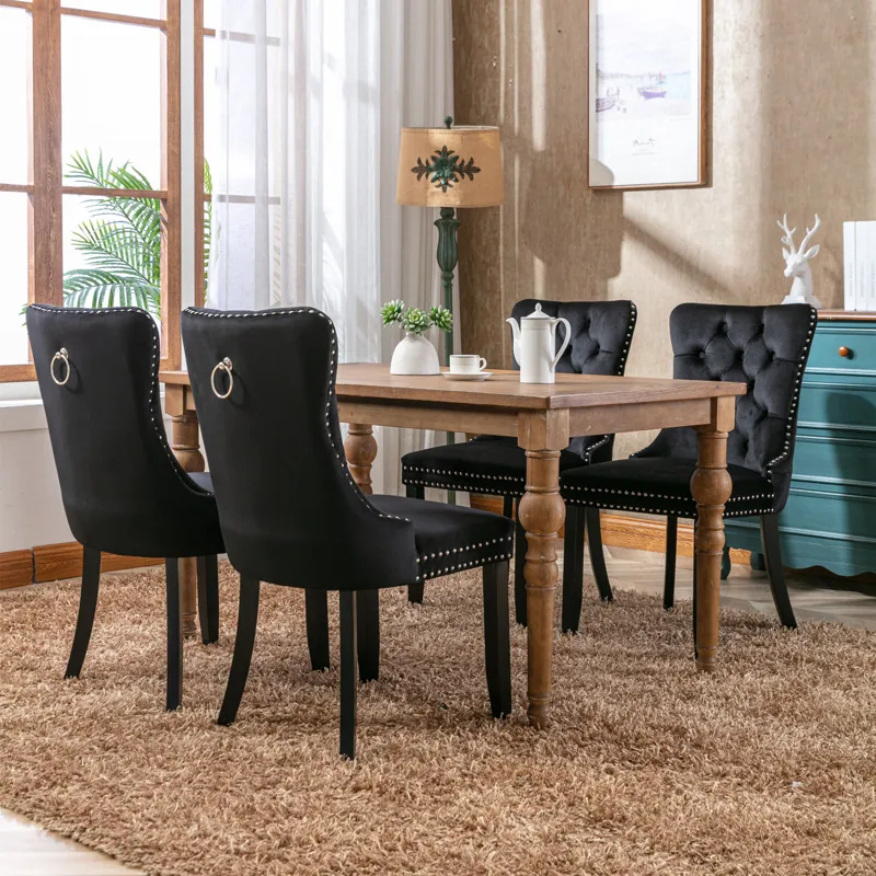 Nikki - Modern, High-End Tufted Solid Wood Contemporary Velvet Upholstered Dining Chair With Wood Le