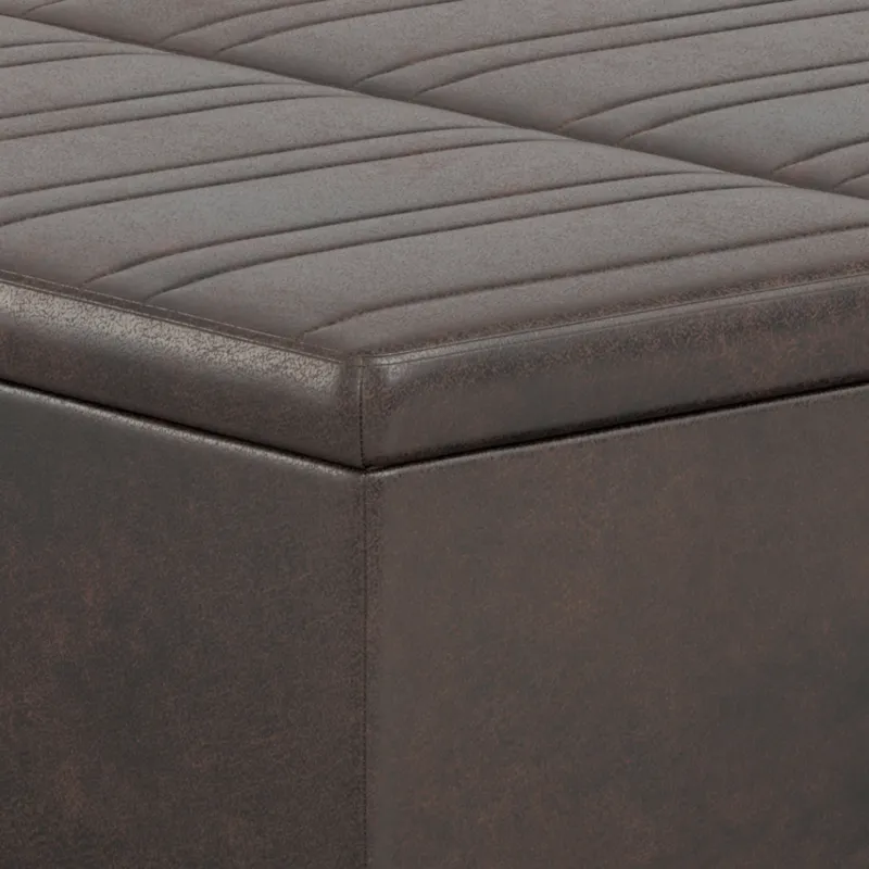 Ellis - Coffee Table Storage Ottoman - Distressed Brown