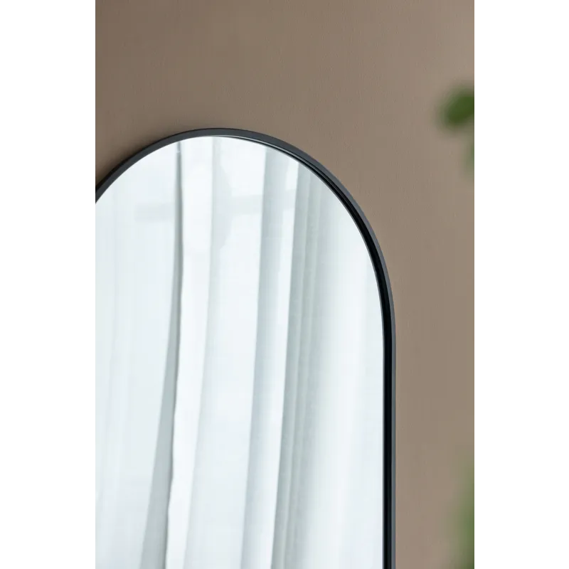Arched Mirror With Metal Frame, Wall Mirror For Living Room Bedroom Entryway - Black