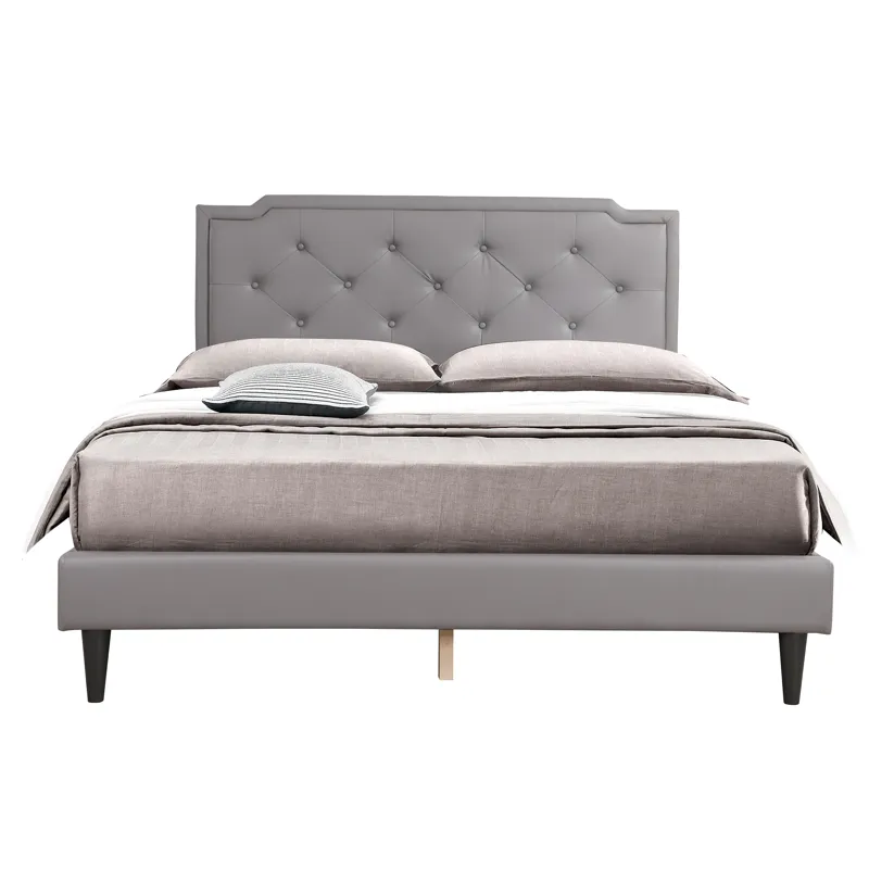 Deb - G1112-QB-UP Queen Bed (All in One Box) - Light Gray