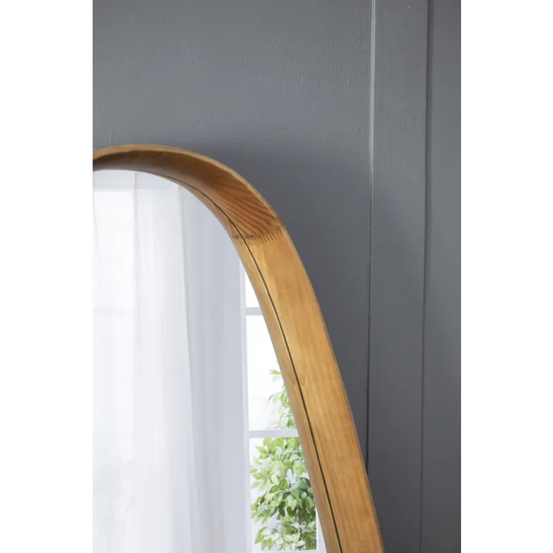 Irrgeular Mirror With Wood Frame, Wall Mirror For Living Room Bathroom Entryway - Brown