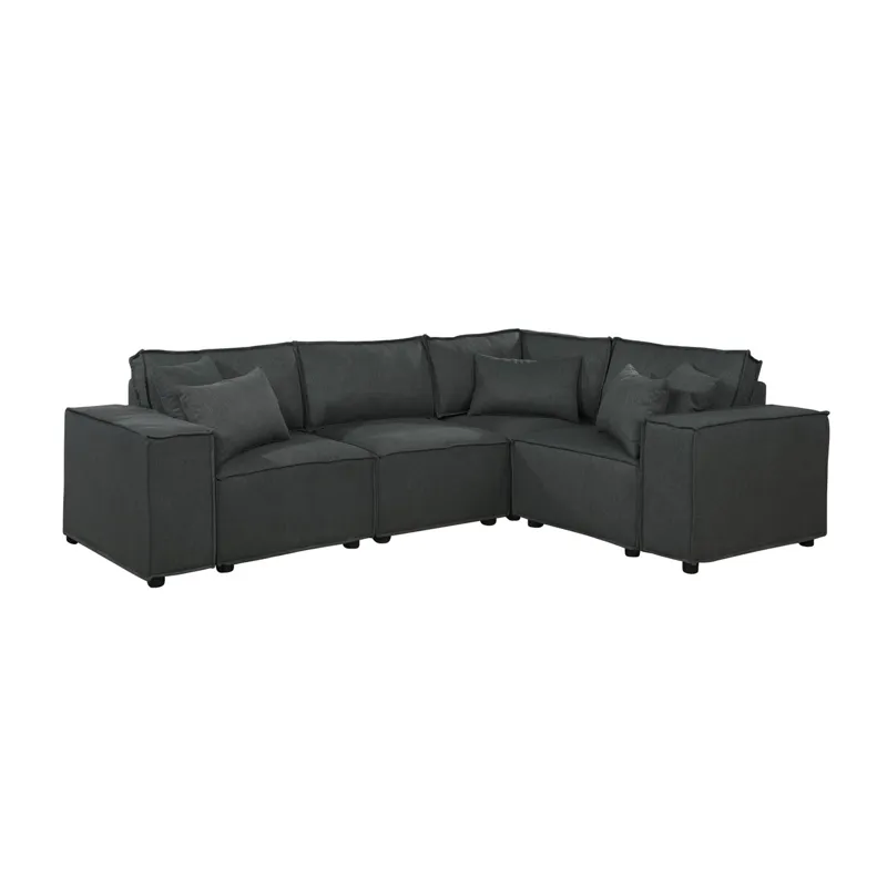 Melrose - Modular Sectional Sofa With Ottoman - Dark Gray Linen