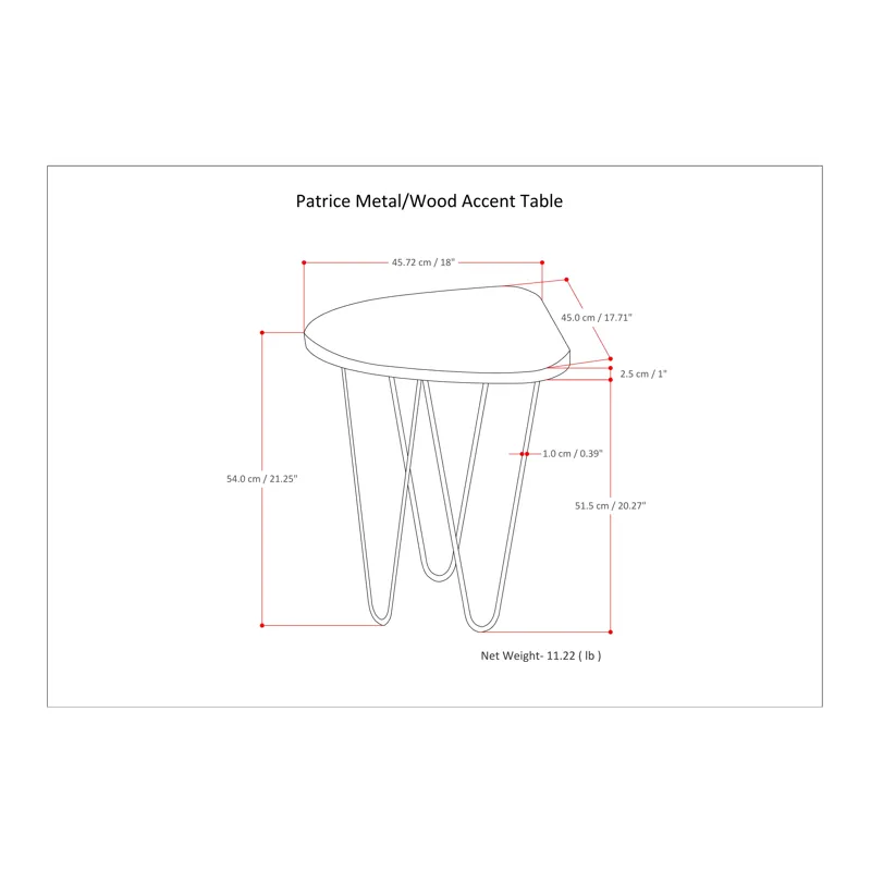 Patrice - Metal and Wood Accent Table - Natural / Gold