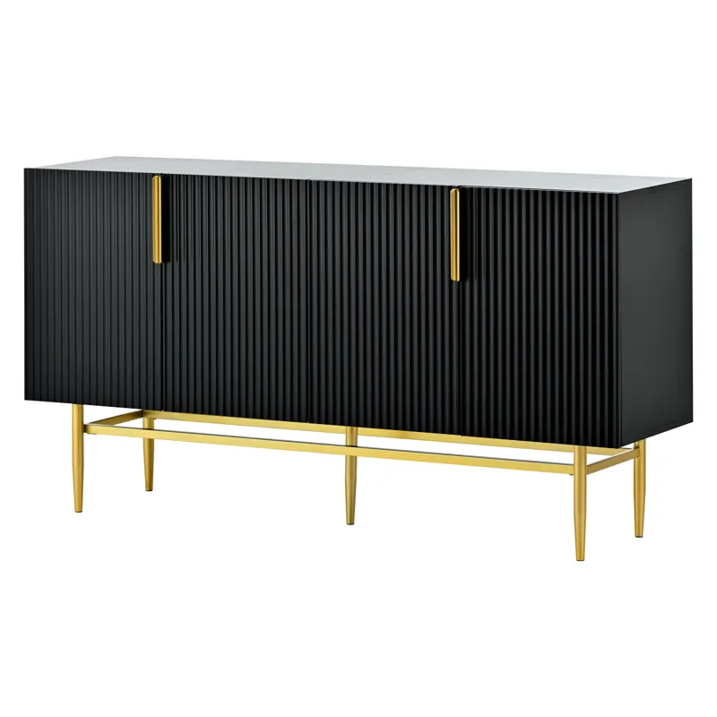Modern Elegant 4 Door Sideboard Gold Metal Handle Buffet Cabinet For Dining Room, Living Room, Bedro