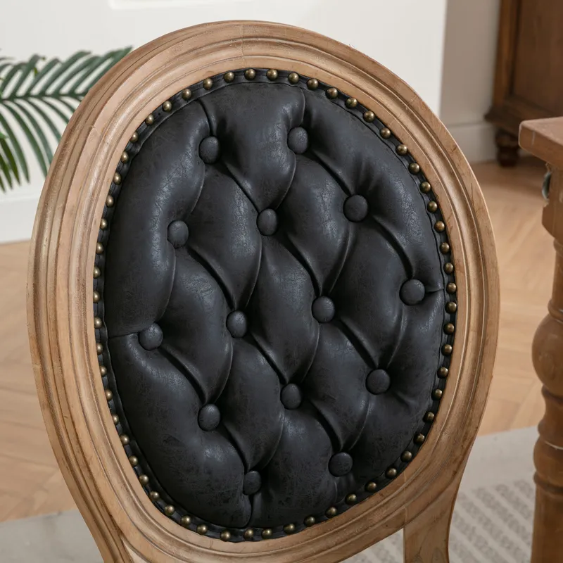 French Style Solid Wood Frame Antique Painting, Hand-Pulled Buckle Decoration PU Artificial Leather 