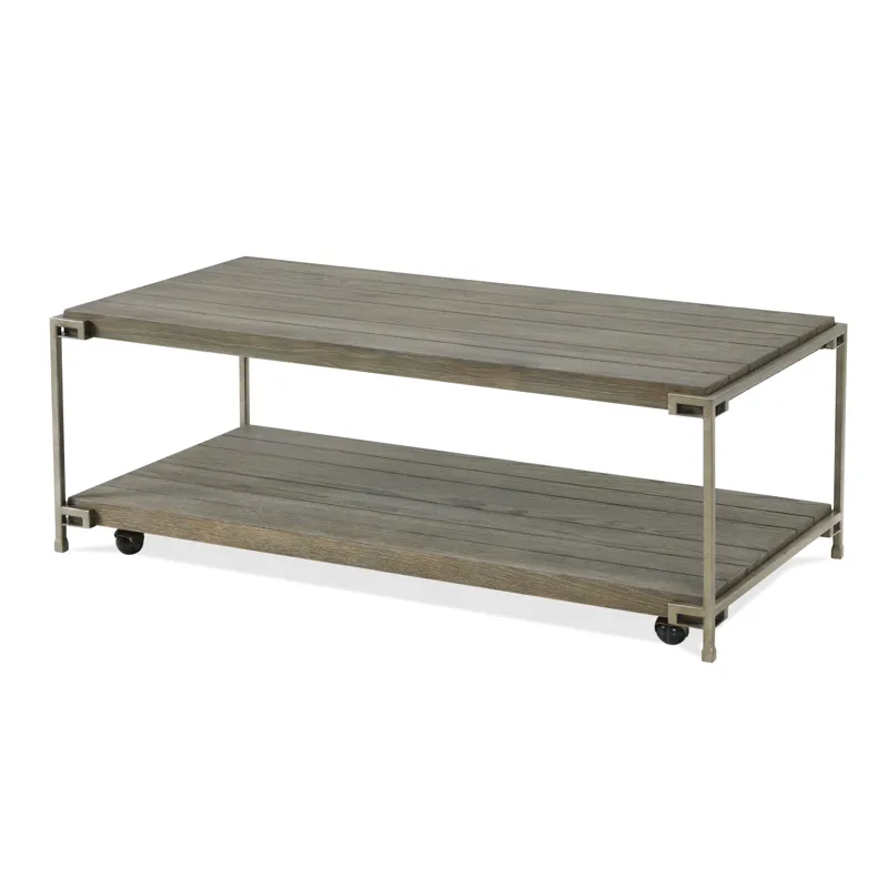 Corbeta - 3 Piece Metal Frame Wood Living Room Coffee Table And 2 Chairside Tables Set, Aged Graphit