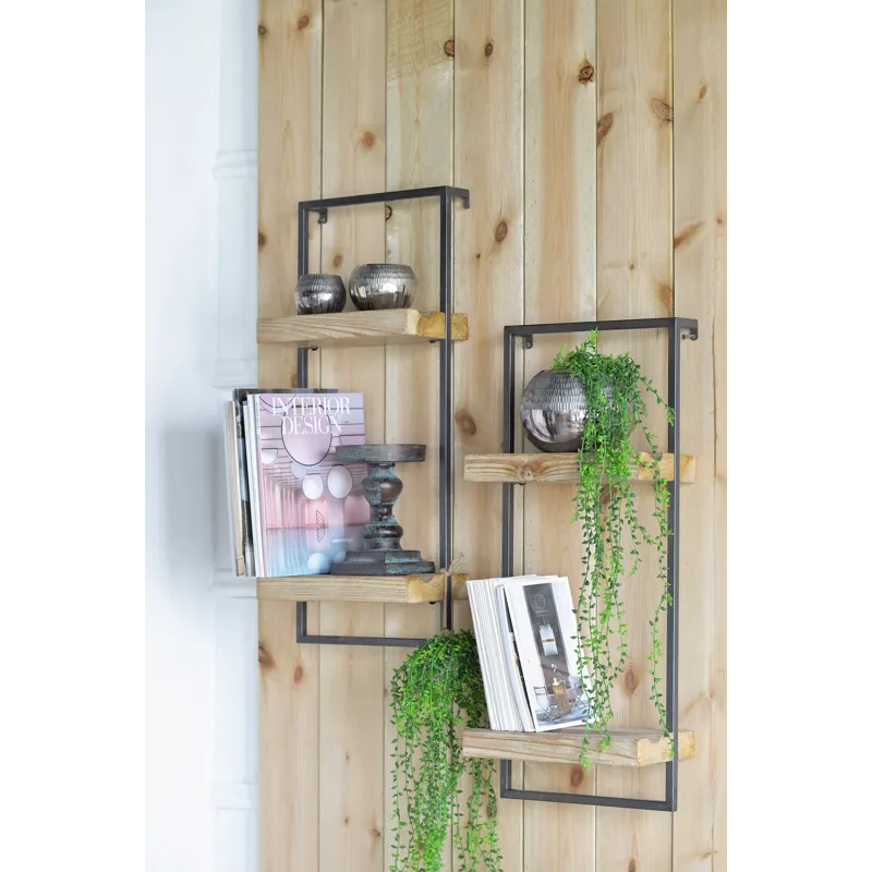 Wall Shelf With Two Shelves - Black Brown