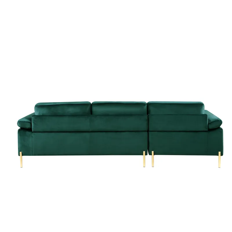 Shannon - Velvet Sectional Sofa With Chaise - Green