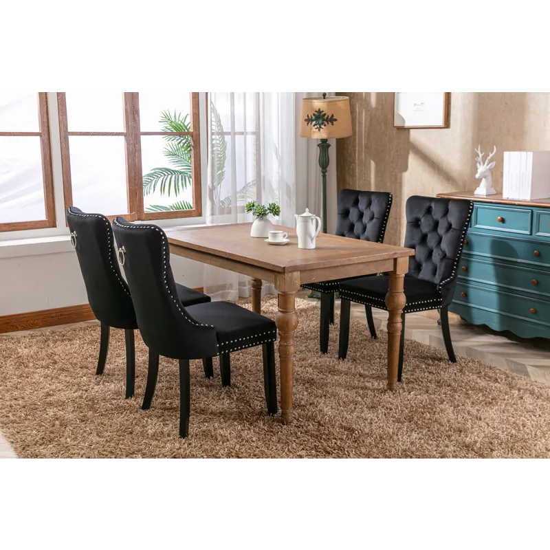 Nikki - Modern, High-End Tufted Solid Wood Contemporary Velvet Upholstered Dining Chair With Wood Le