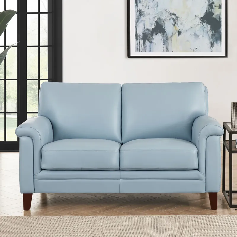 Westcott - Leather Loveseat - Blue
