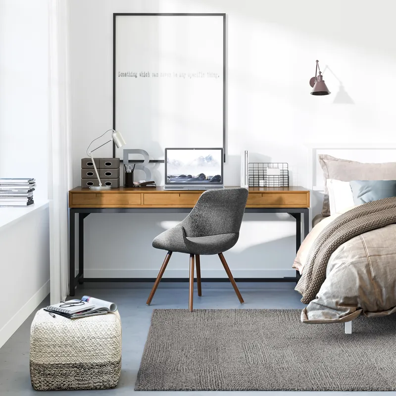 Banting - Mid Century Wide Desk - Medium Saddle Brown