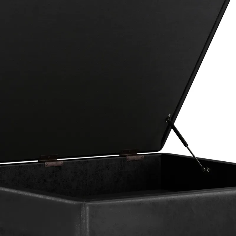 Owen - XL Square Coffee Table Storage Ottoman - Distressed Black