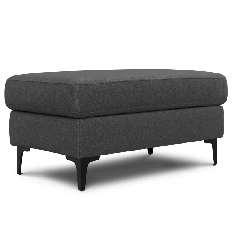 Ava - 76\" Mid Century Sofa with Ottoman Set - Pebble Gray