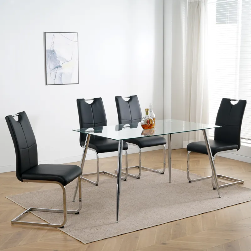 Modern Dining Chairs With Faux Leather Padded Seat Dining Living Room Chairs Upholstered Chair With 
