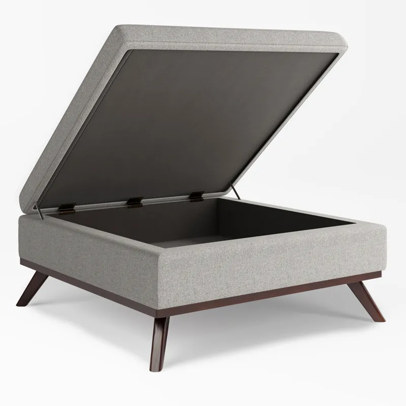 Owen - Square Coffee Table Storage Ottoman - Cloud Grey