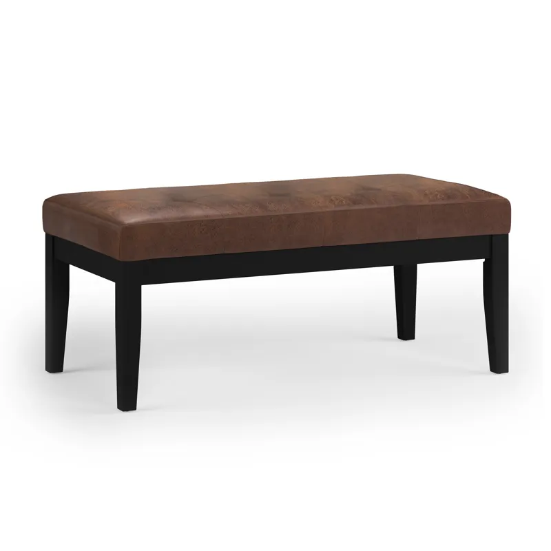Lacey - Tufted Ottoman Bench - Distressed Chestnut Brown
