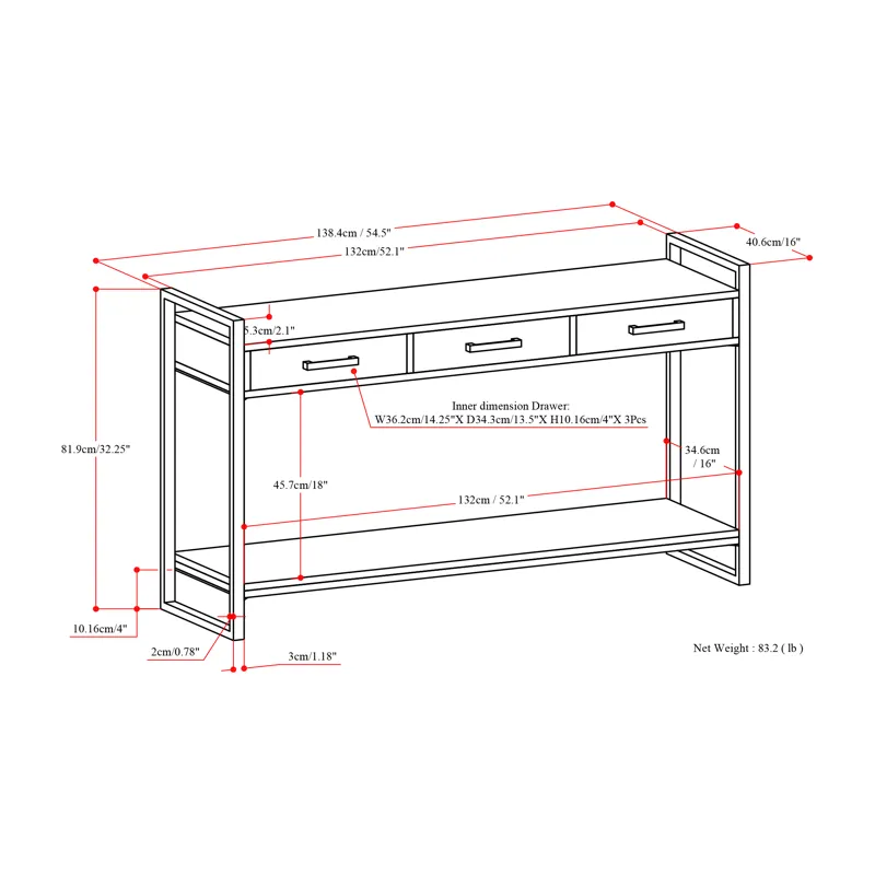 Riverside - Console Sofa Table - Natural