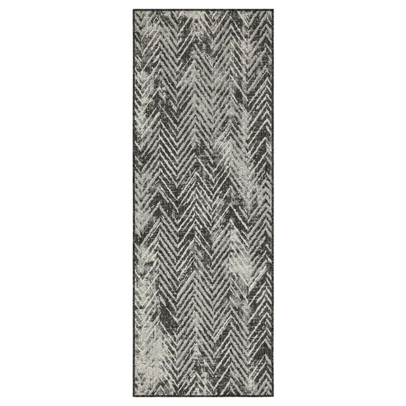 Sunshine - 2\'7\" X 7\'3\" Polypropylene, Indoor / Outdoor Area Rug - Anthracite