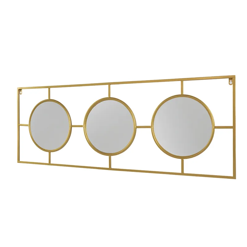 3 Mirror Piece Wall Mirror Rectangular Frame, Home Wall Decor For Bedroom Living Room - Gold