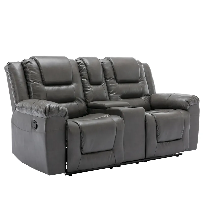 2 Seater Home Theater Recliner Manual Recliner Chair With A Storage Box And Two Cup Holders For Livi