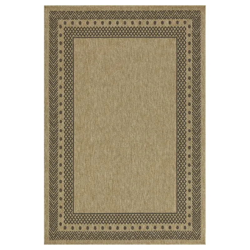 Earth - 5\'3\" X 7\'3\" Polypropylene Indoor / Outdoor Area Rug - Jute / Black