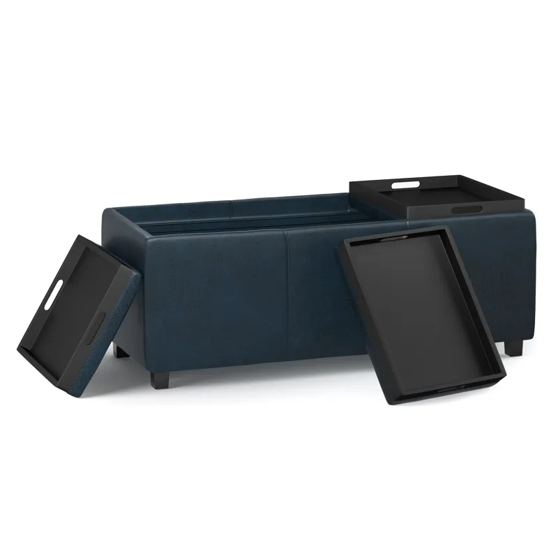 Avalon - Storage Ottoman - Distressed Dark Blue