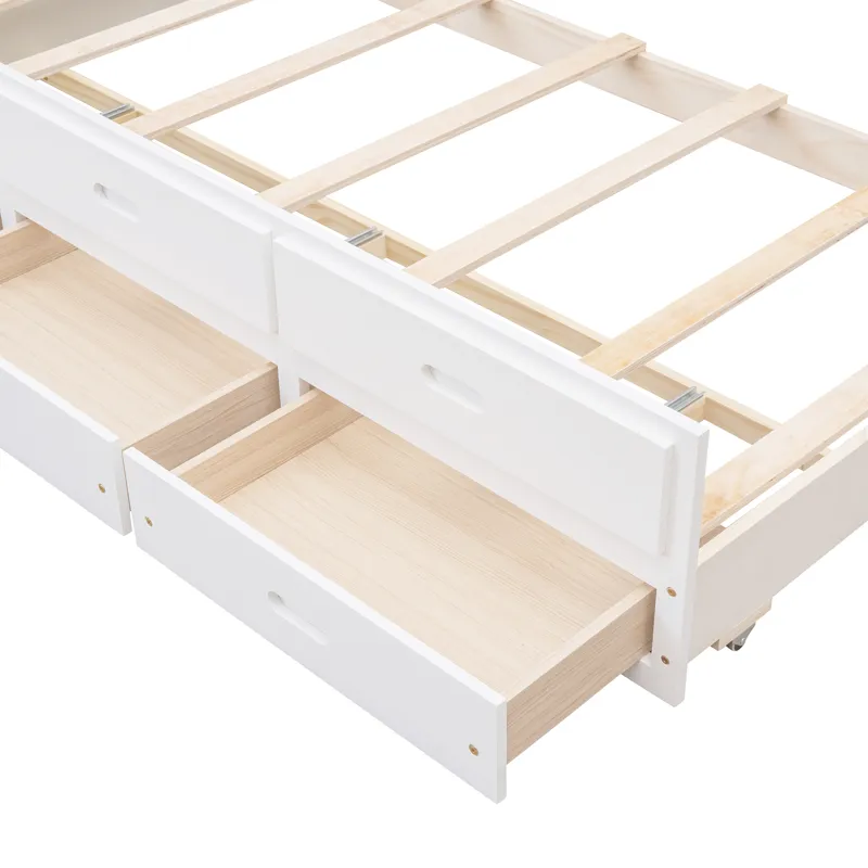 Twin Over Full Bunk Bed With Twin Size Trundle, Separable Bunk Bed With Drawers For Bedroom - White