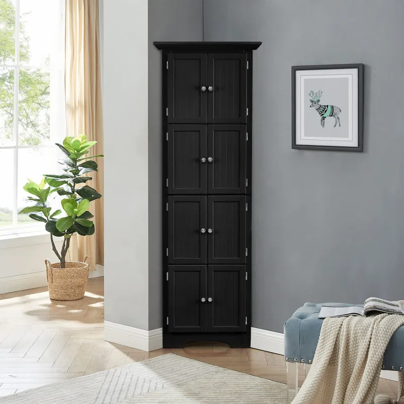 Tall Storage Cabinet With Doors And 4 Shelves For Living Room, Kitchen, Office, Bedroom, Bathroom, M
