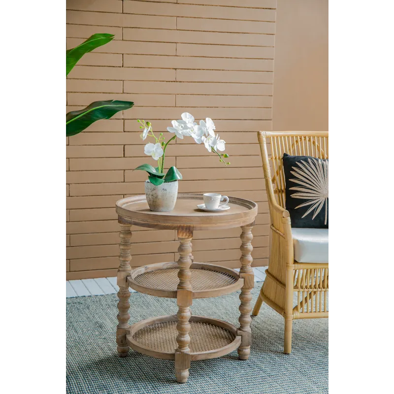 Round 3 Tiered Side Tabel, Natural End Tabel For Lving Room Bedroom Entryway - Brown