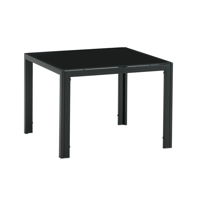 Coffee Table (Set of 2), Square Modern Table With Tempered Glass Finish For Living Room - Black