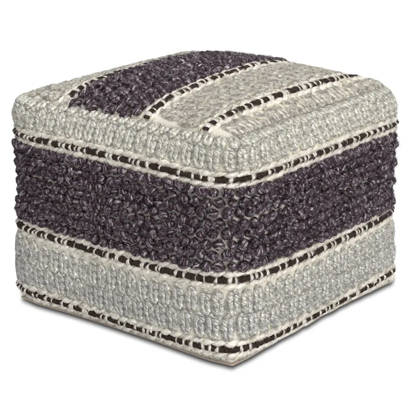 Grady - Square Pouf - Magenta / Natural