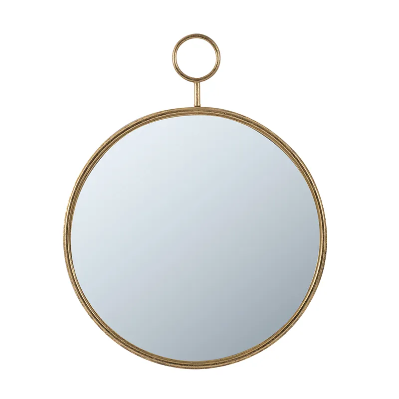 Circle Wall Mirror With Iron Frame, Accent Mirror For Living Room, Entryway, Office - Gold