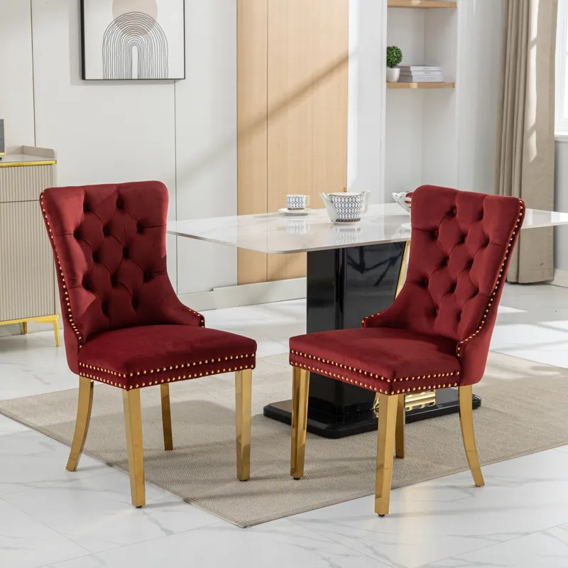 Nikki - Modern, High-End Tufted Solid Wood Contemporary Velvet Upholstered Dining Chair With Golden 