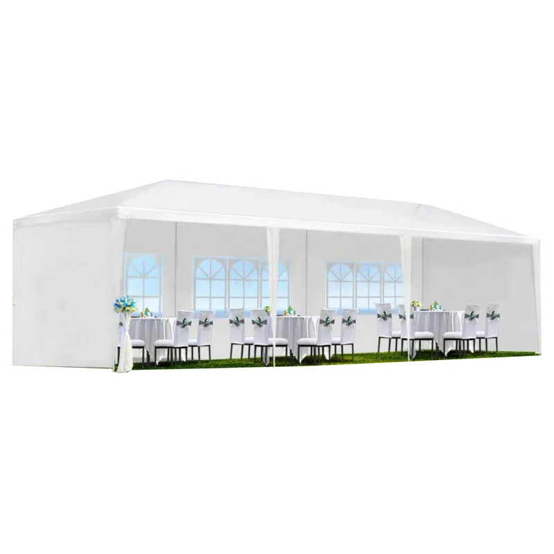 10X30\' Wedding Party Canopy Tent Outdoor Gazebo With 5 Removable Sidewalls - White