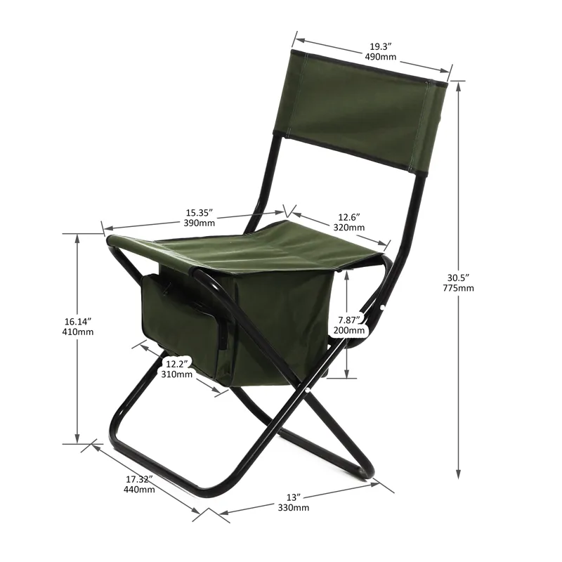 Folding Outdoor Chairs With Storage Bag, Portable Chair For Indoor, Outdoor Camping, Picnics And Fis