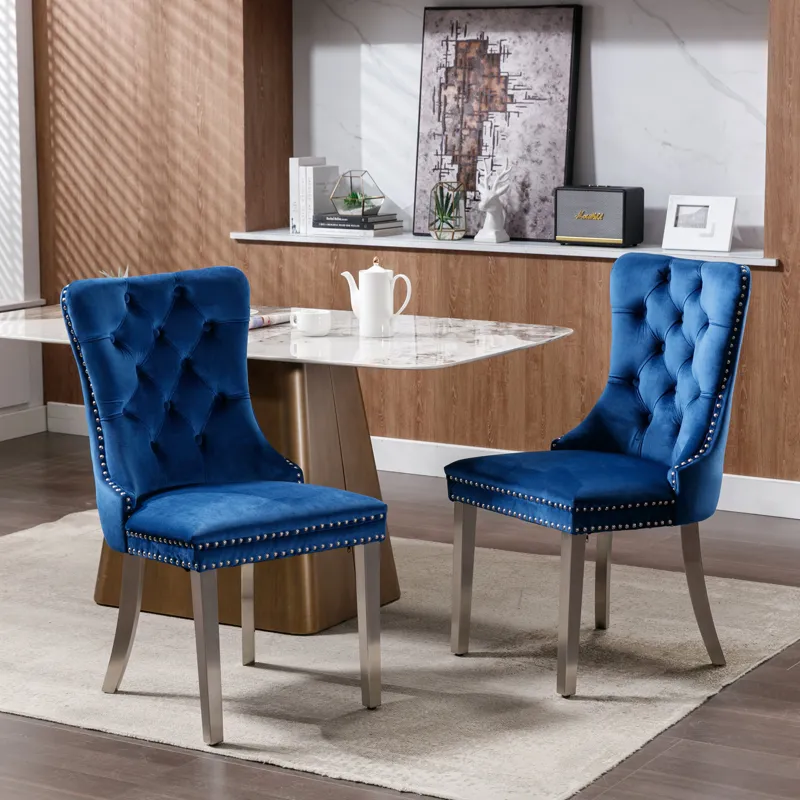 Nikki - Modern, High-End Tufted Solid Wood Contemporary Velvet Upholstered Dining Chair With Chrome 