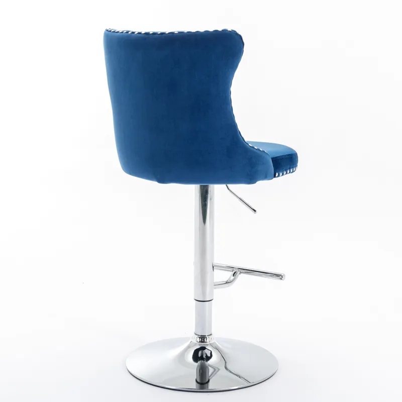 Swivel Velvet Barstools Adjusatble Seat Height From 25-33\", Modern Upholstered Chrome Base Bar Stoo