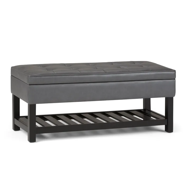 Cosmopolitan - Storage Ottoman Bench with Open Bottom - Stone Grey