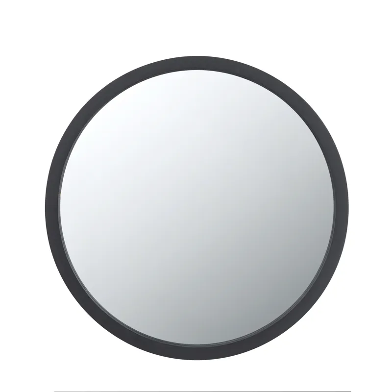 Circle Wall Mirror With Wooden Frame, Wall Mirror For Living Room - Black