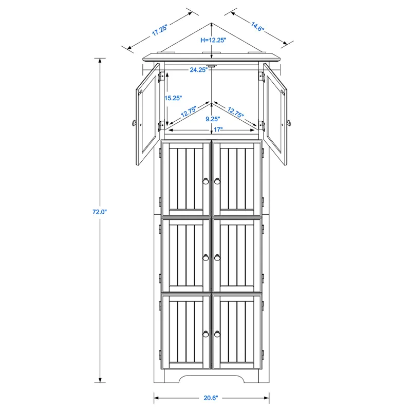 Tall Storage Cabinet With Doors And 4 Shelves For Living Room, Kitchen, Office, Bedroom, Bathroom, M